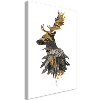 Cuadro moderno Retrato de animal del bosque (1 parte) - silueta de ciervo entre hojas