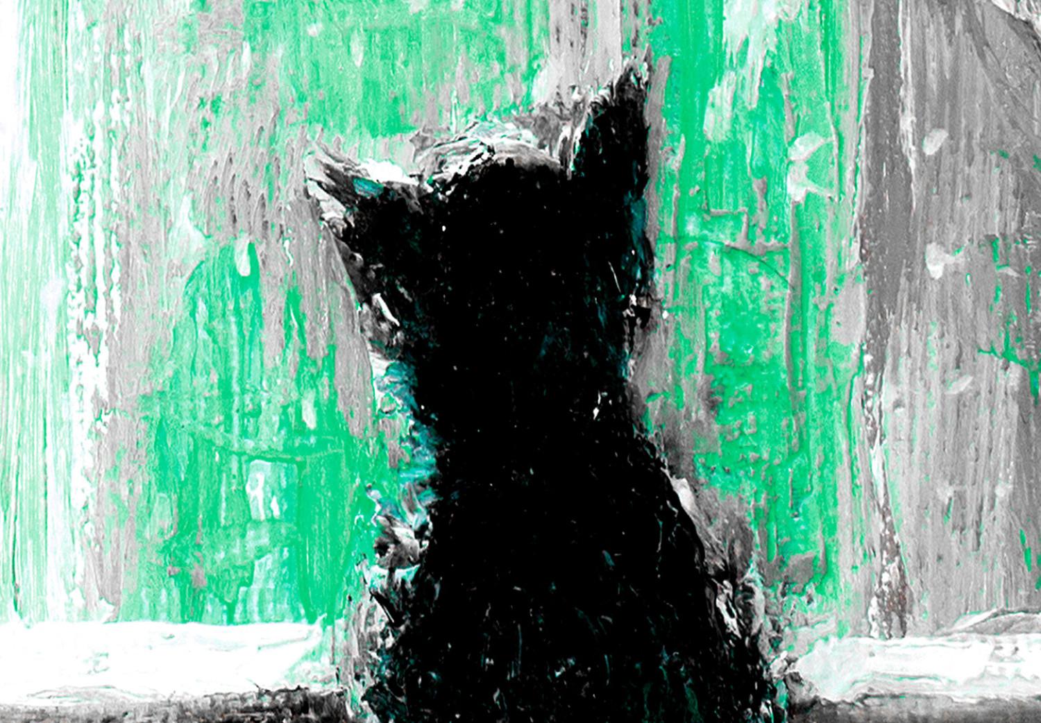 Cuadro Longing Kitty (1 Part) Vertical Green