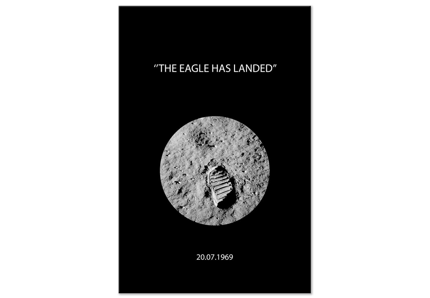 Cuadro moderno Huella de zapato en la luna - fotografía de luna con frase en inglés