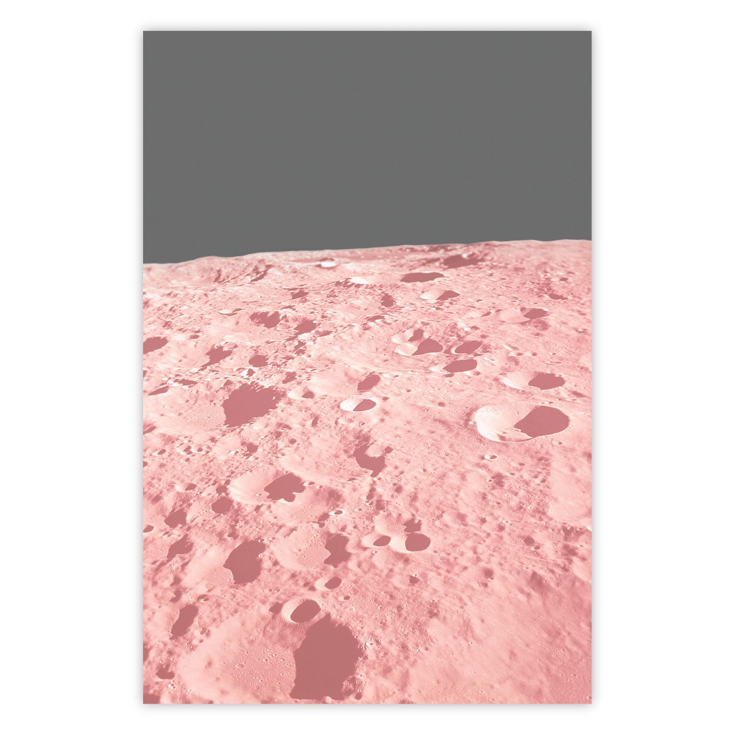 Póster Luna rosa - textura lunar sobre fondo gris uniforme