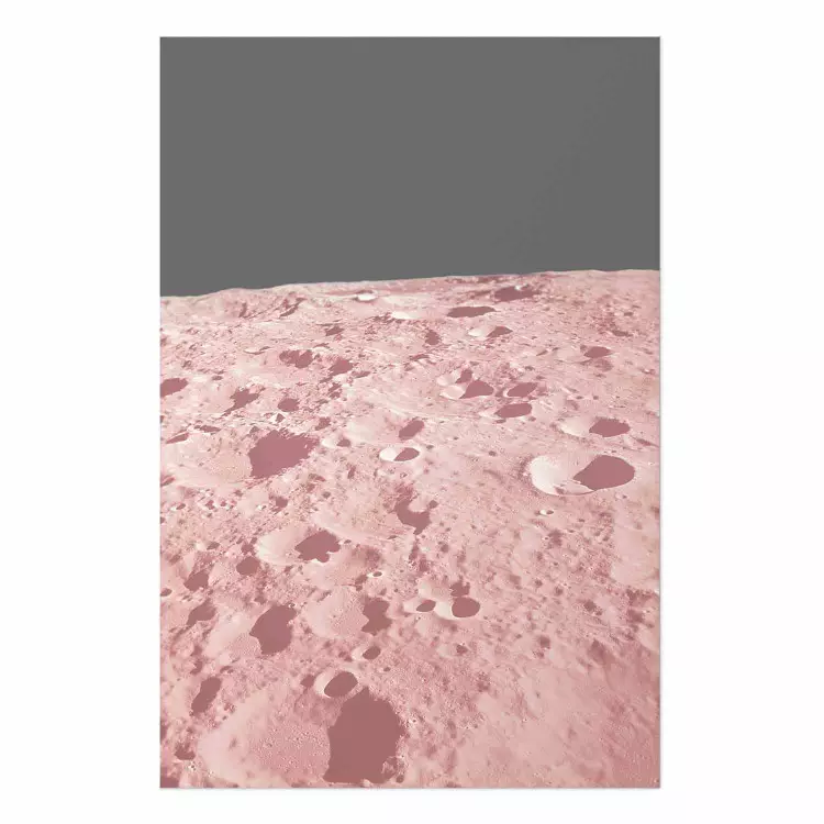 Póster Luna rosa - textura lunar sobre fondo gris uniforme