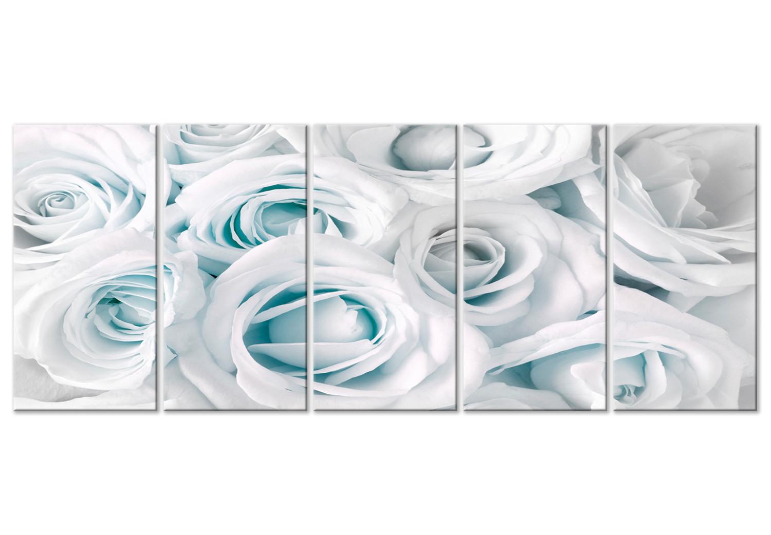 Cuadro Ramo de rosas - composición en cinco partes con rosas blancas