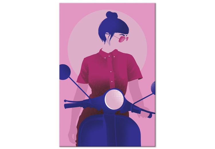 Figura en motocicleta (1 parte) - silueta de mujer en fondo rosa