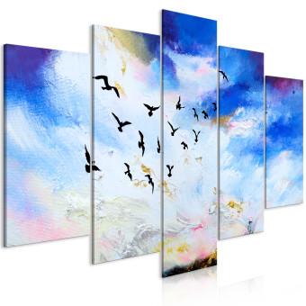Cuadro decorativo Pájaros en el cielo de otoño - un paisaje de cielo con nubes blancas