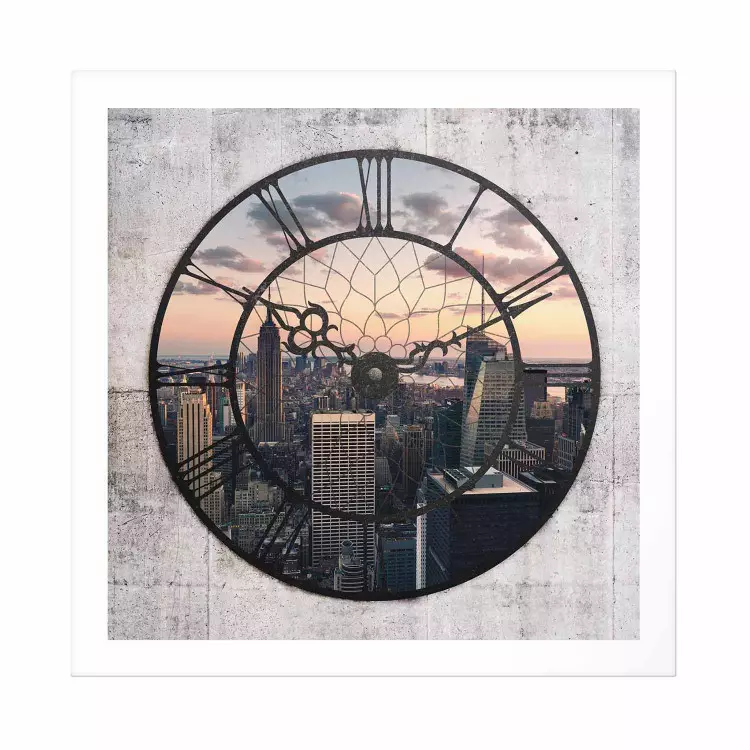 Póster Espacio tiempo - cuadrado - vista desde la ventana en paisaje urbano