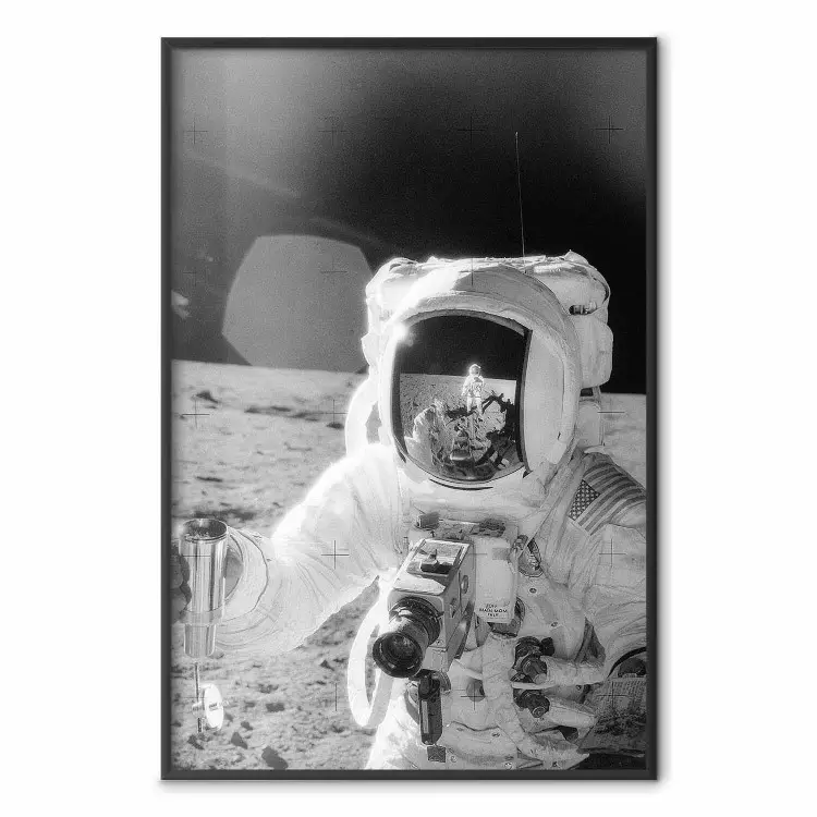Trabajo de astronauta - en blanco y negro del primer hombre en la Luna
