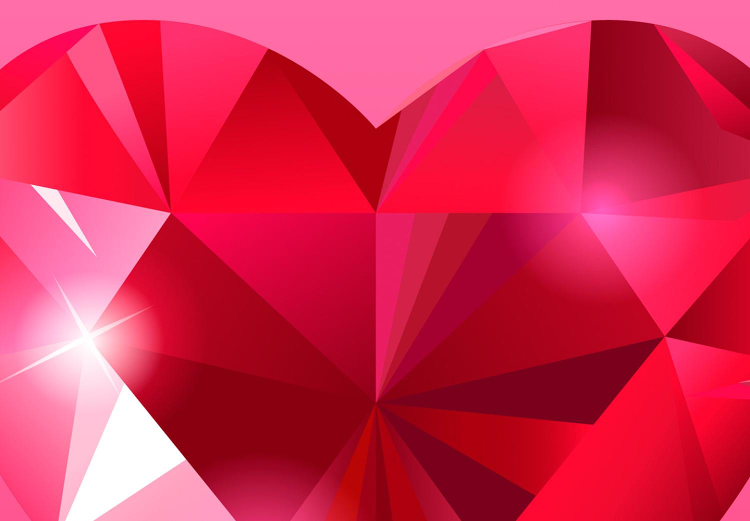 Cuadro decorativo Corazón de cristal - motivo rojo y rosa con una leyenda en inglés