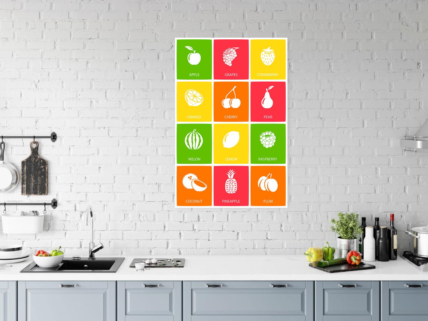 Cartel Frutas coloridas - pizarra con cuadrados, gráficos (Frutas)