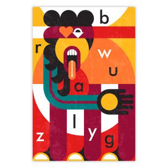 Poster Arte del diseño - figura abstracta y letras dispuestas al azar