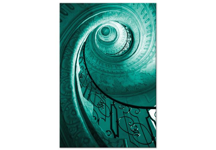Escalera de caracol - foto de la escalera en color turquesa