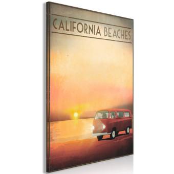 Cuadro moderno Playa de California con VW retro - paisaje al atardecer junto al mar
