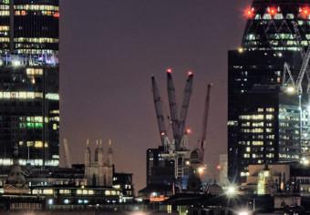 Cuadro decorativo Londres de noche - el Támesis, rascacielos y la Catedral de San Pablo