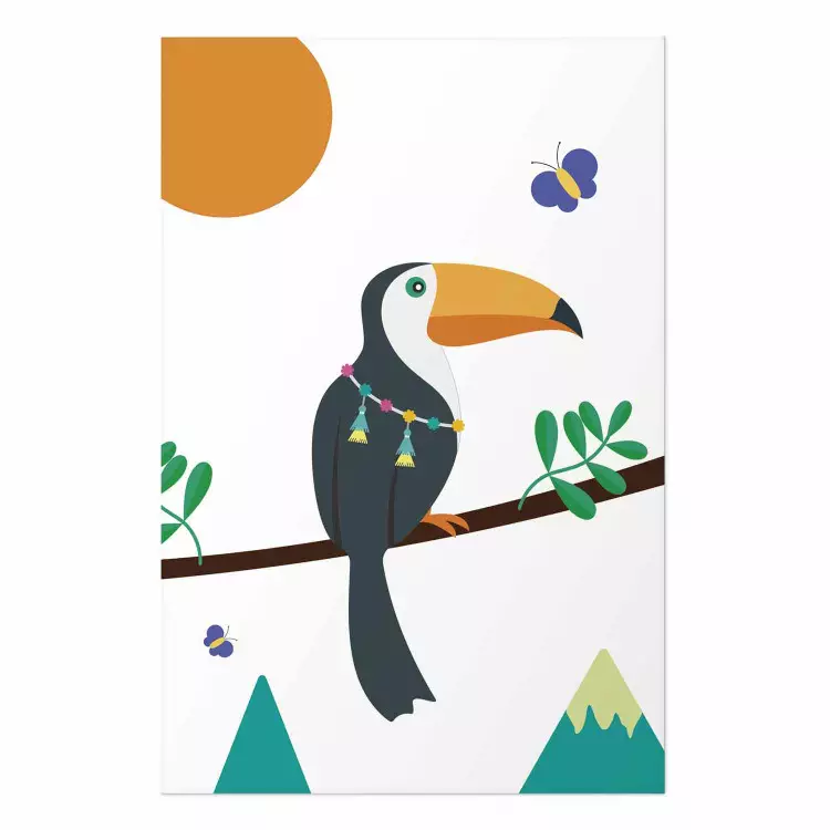 Set de poster Perezoso alegre - animal divertido en árbol con collar colorido