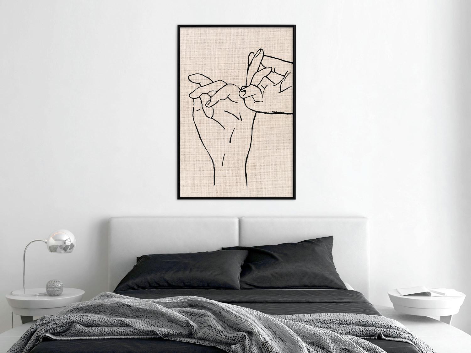 Set de poster Siempre juntos - line art abstracto de manos (Textura textil)
