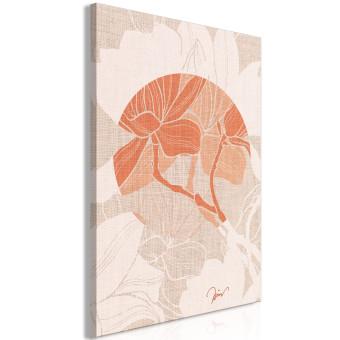 Cuadro decorativo Loneta magnolia - estampado flor naranja estilo japandi