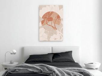 Cuadro decorativo Loneta magnolia - estampado flor naranja estilo japandi