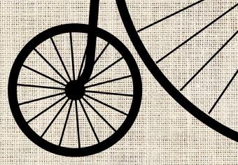 Cartel Bicicleta antigua - vehículo con gran rueda delantera (Textura textil)