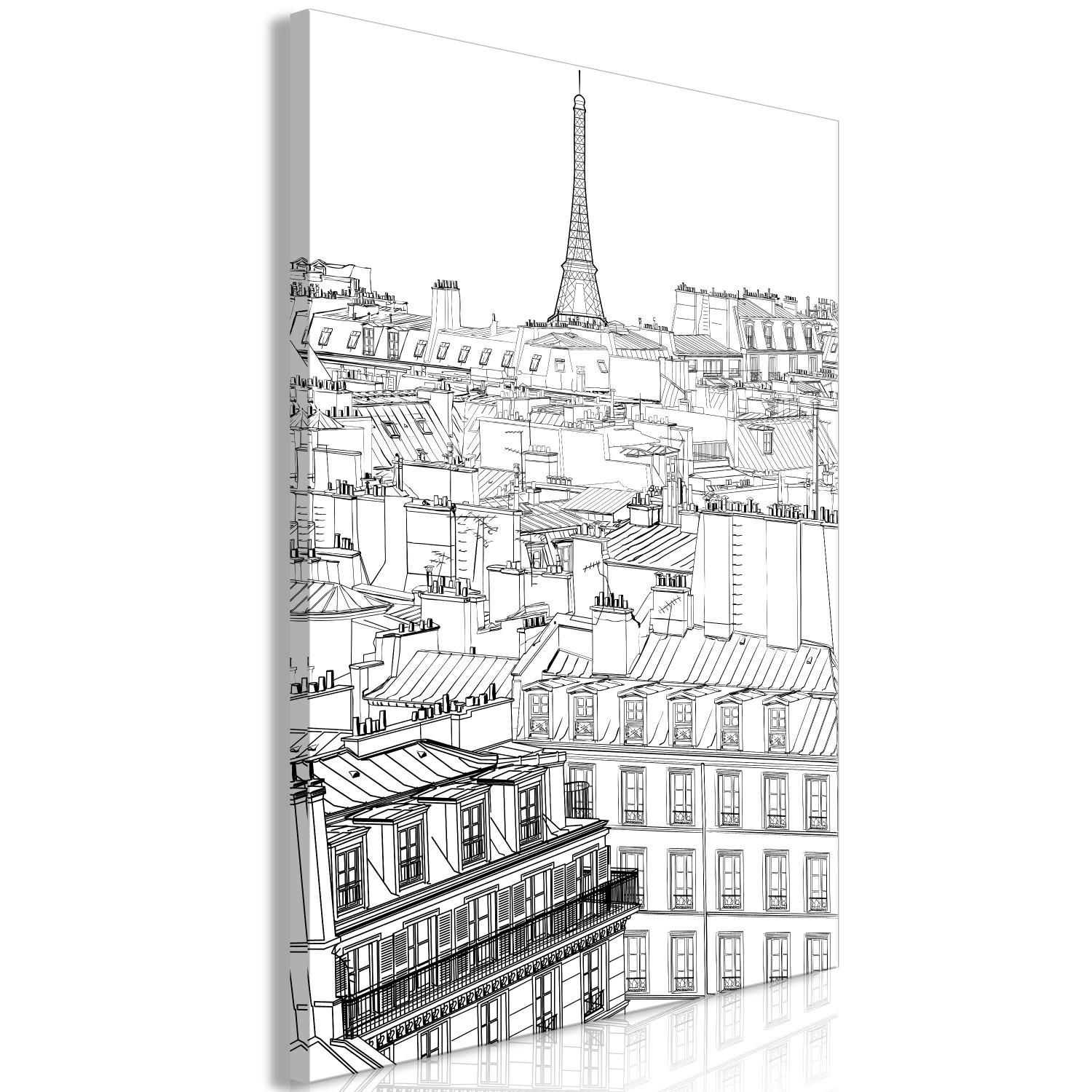 Cuadro Dibujo panorámico de París - paisaje urbano y la Torre Eiffel
