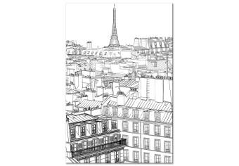 Cuadro Dibujo panorámico de París - paisaje urbano y la Torre Eiffel
