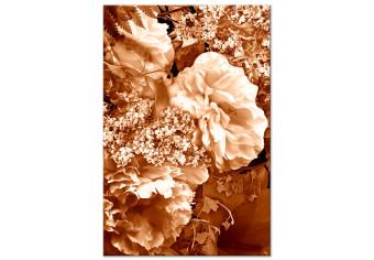 Cuadro moderno Flores de otoño en sepia - foto monocromática con un ramo de flores