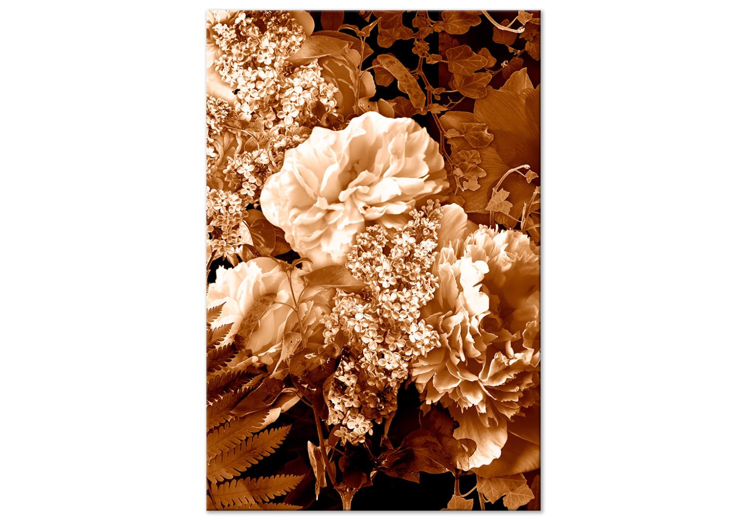 Cuadro moderno Ramo de flores de otoño - una foto de flores en color sepia