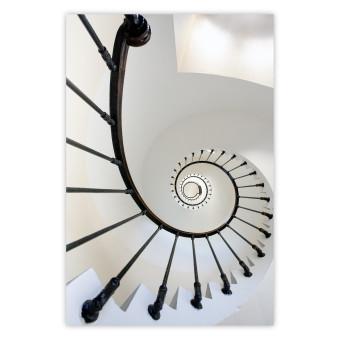 Poster Escaleras infinitas - escaleras blancas (Barandilla metálica)