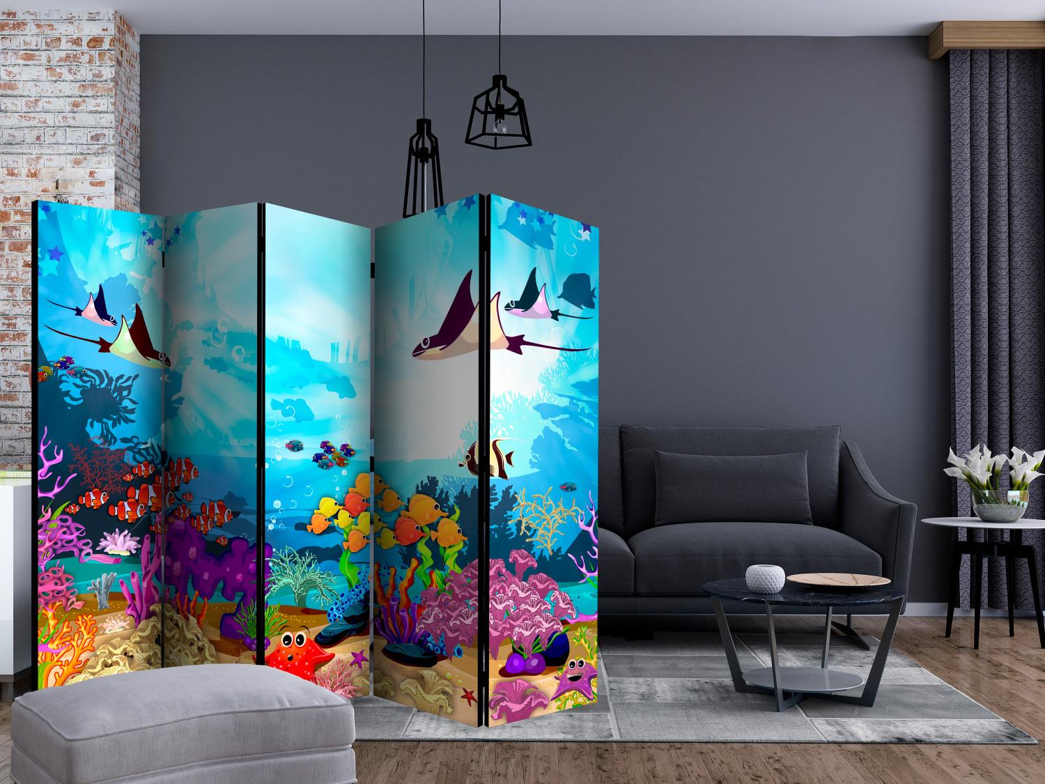 Biombo Colorful Fish II - colorido océano submarino con peces y plantas