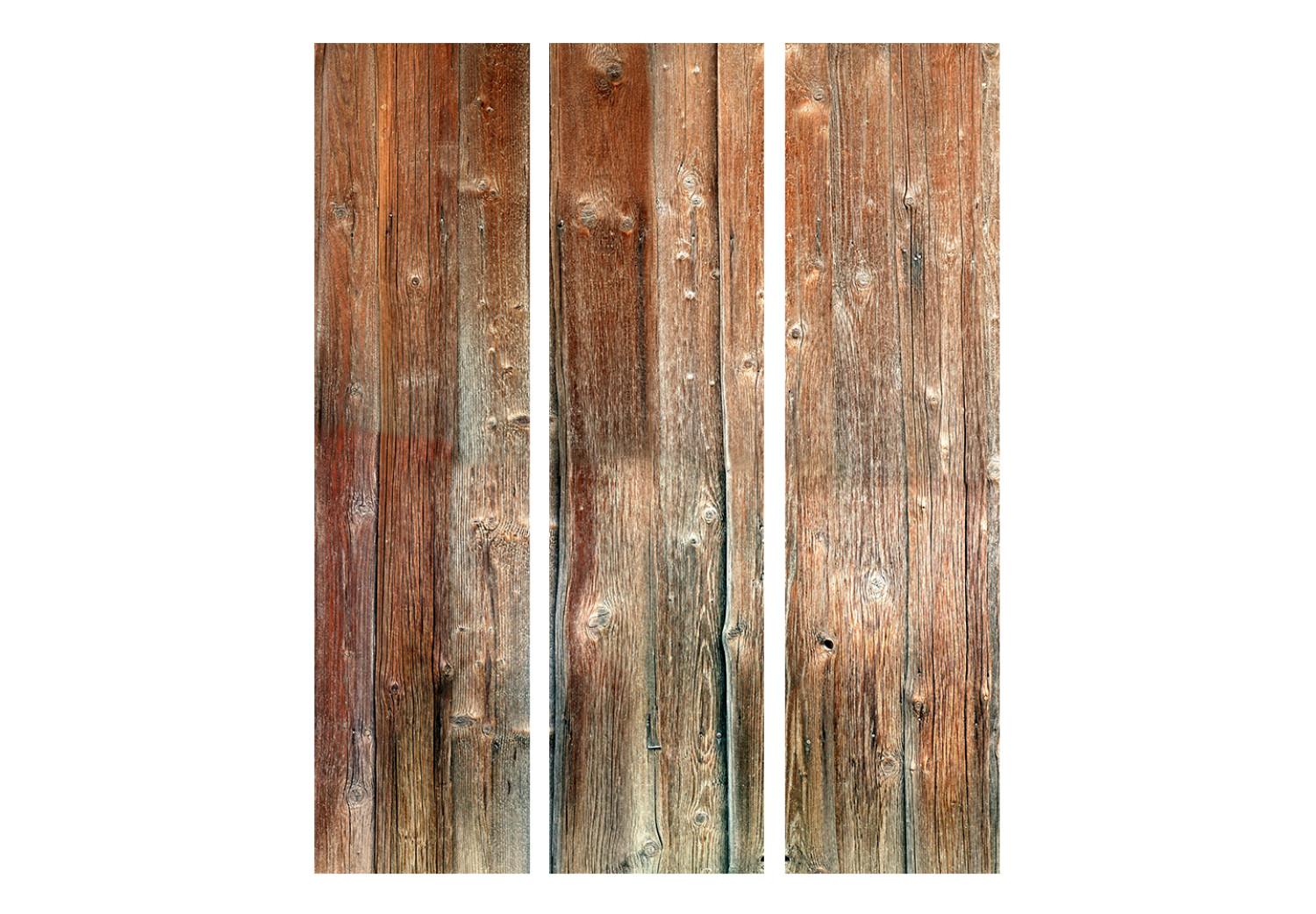 Biombo barato Casita bosque (3 partes): patrón marrón madera