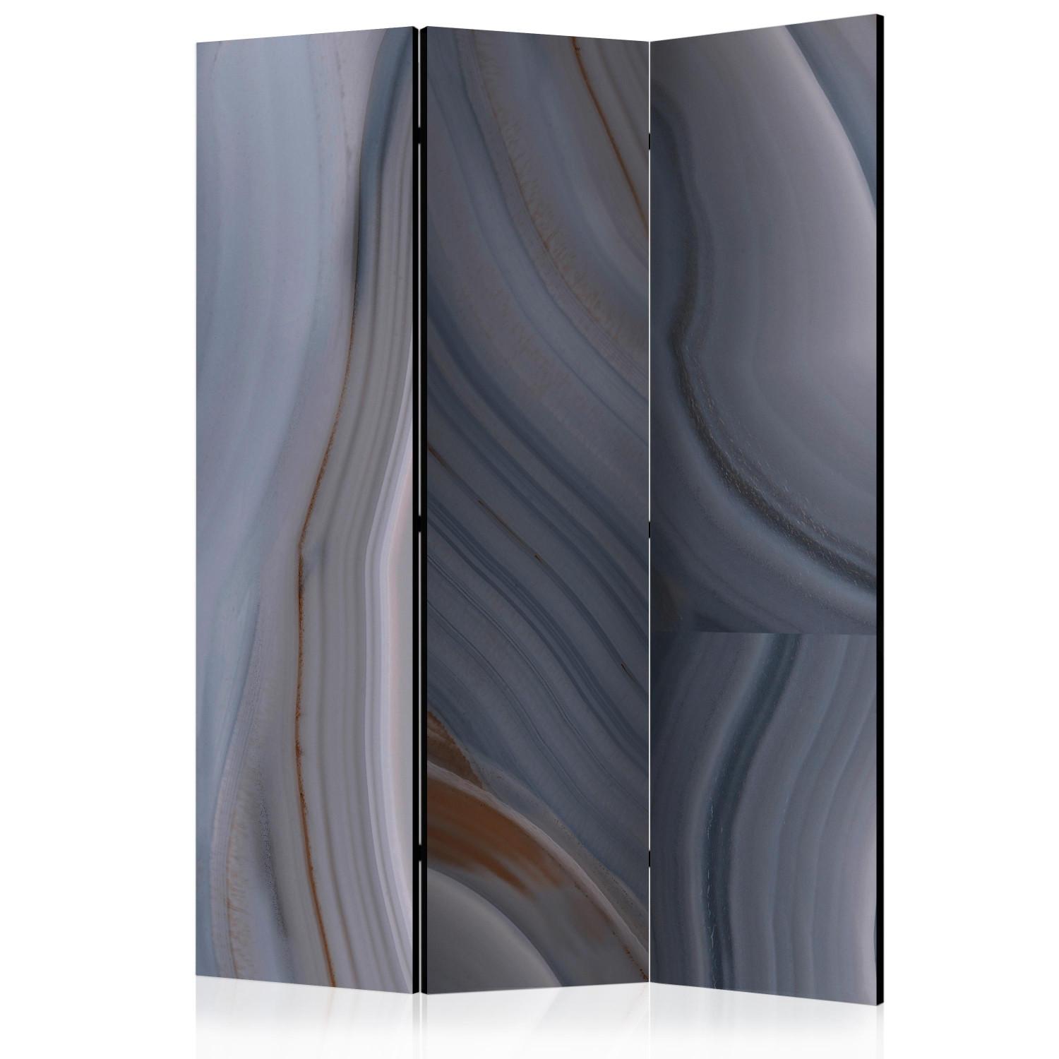 Biombo original Corriente marina (3 partes) - abstracción de mármol en tonos grises