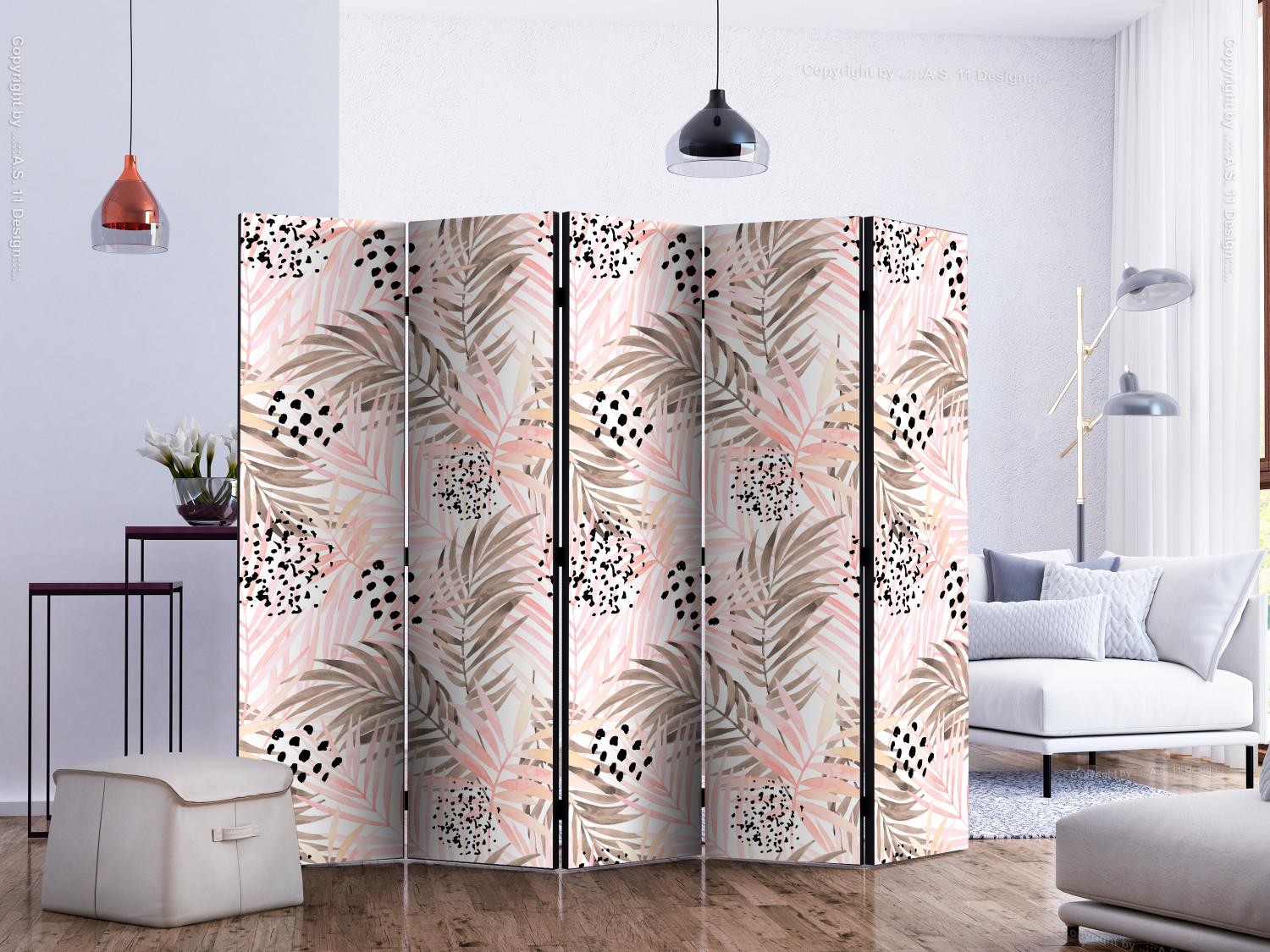 Biombo decorativo Pink Palm Leaves II [Room Dividers]