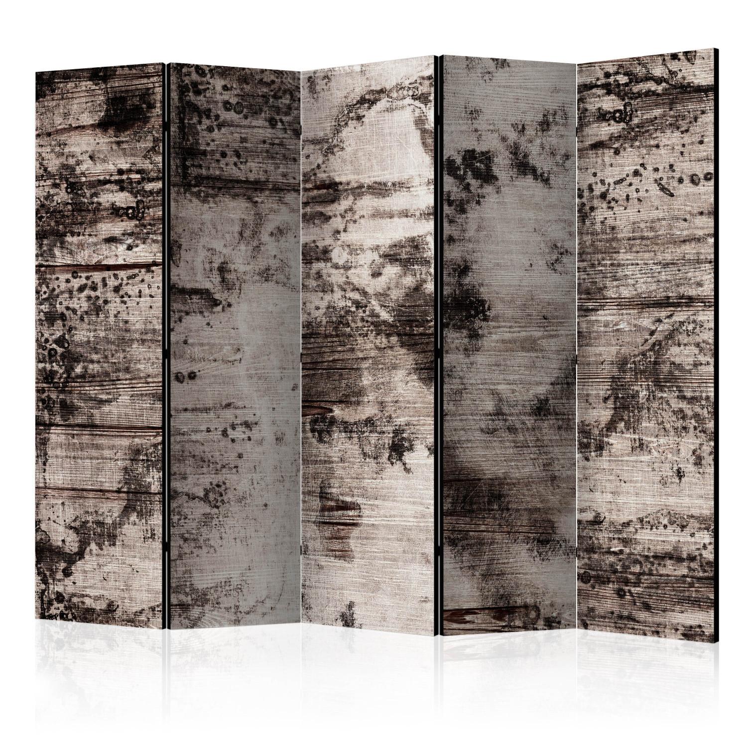Biombo Burnt Wood II (5 partes) - composición gris en estilo retro