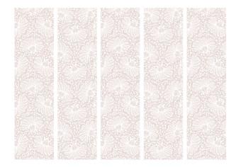 Biombo original Decoraciones tejidas II (5 partes) - fondo beige con tema floral