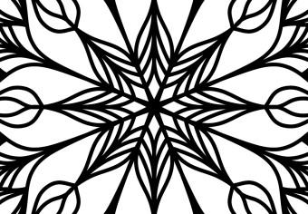 Cuadro decorativo Mandala mística - un motivo negro minimalista sobre un fondo blanco