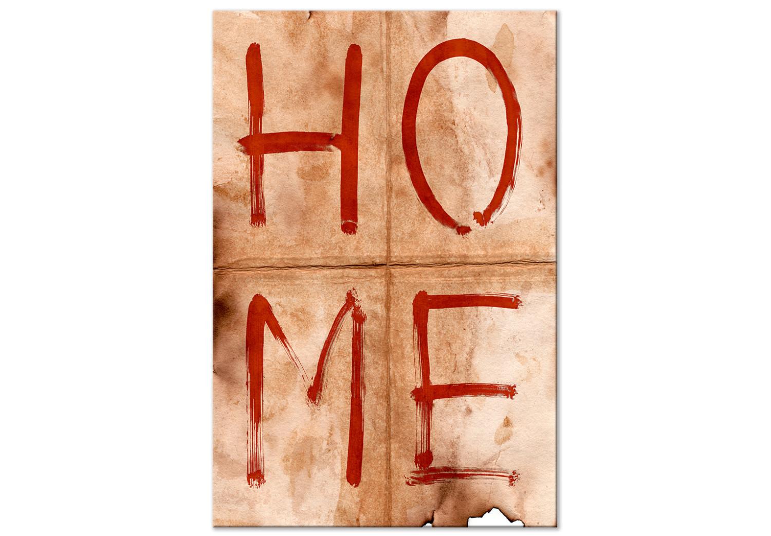 Cuadro decorativo Home - texto en inglés sobre una imitación de papel antiguo