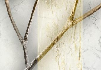 Cuadro moderno Muérdago glamuroso - planta dorada sobre fondo de mármol gris
