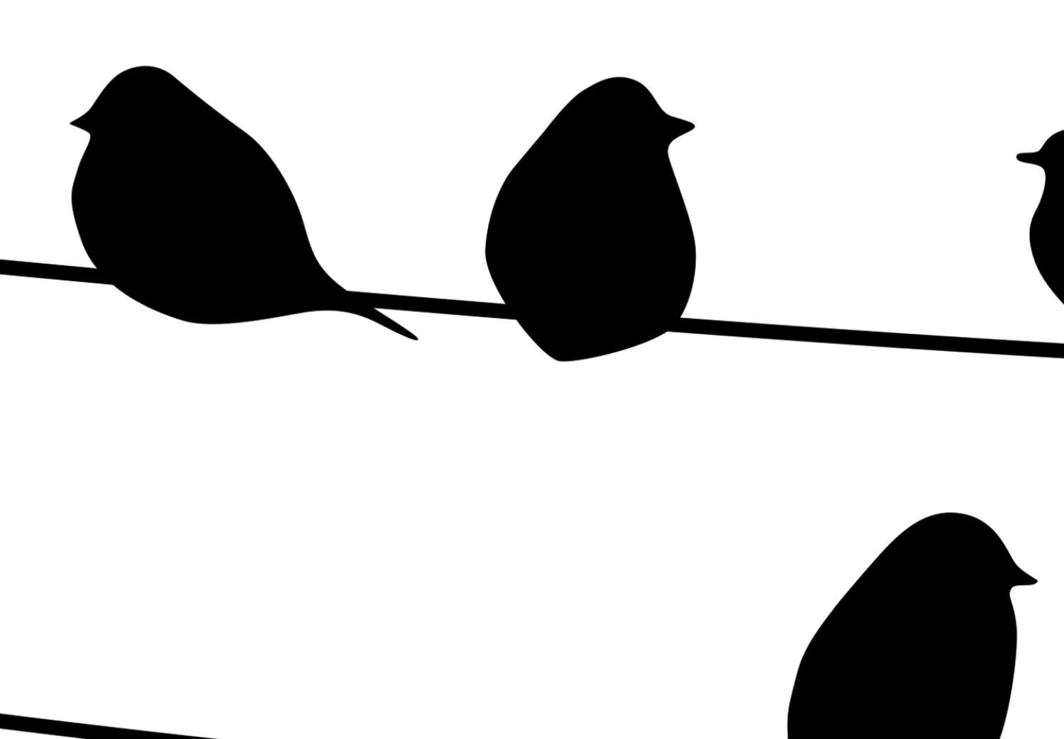 Cartel Familia de aves - aves en cable (Blanco y negro)