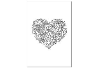 Cuadro decorativo Corazón con motivos florales - elementos étnicos sobre un fondo blanco
