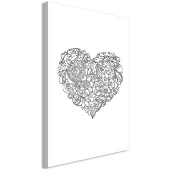 Cuadro decorativo Corazón con motivos florales - elementos étnicos sobre un fondo blanco