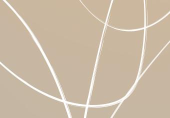 Cuadro Línea blanca formando un motivo vegetal - abstracción de arte lineal