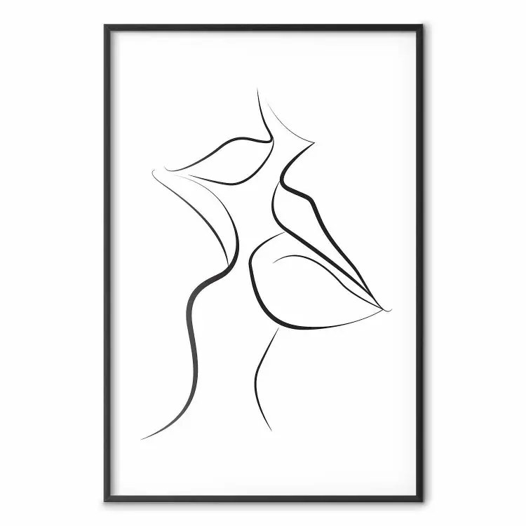 Primer beso - línea artística de labios en blanco y negro