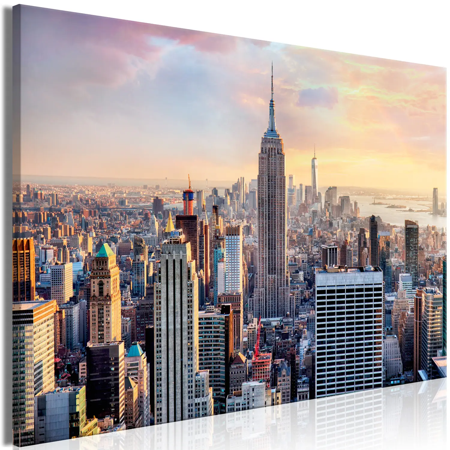 Cuadro De New York Skyline En Gris Y Mostaza