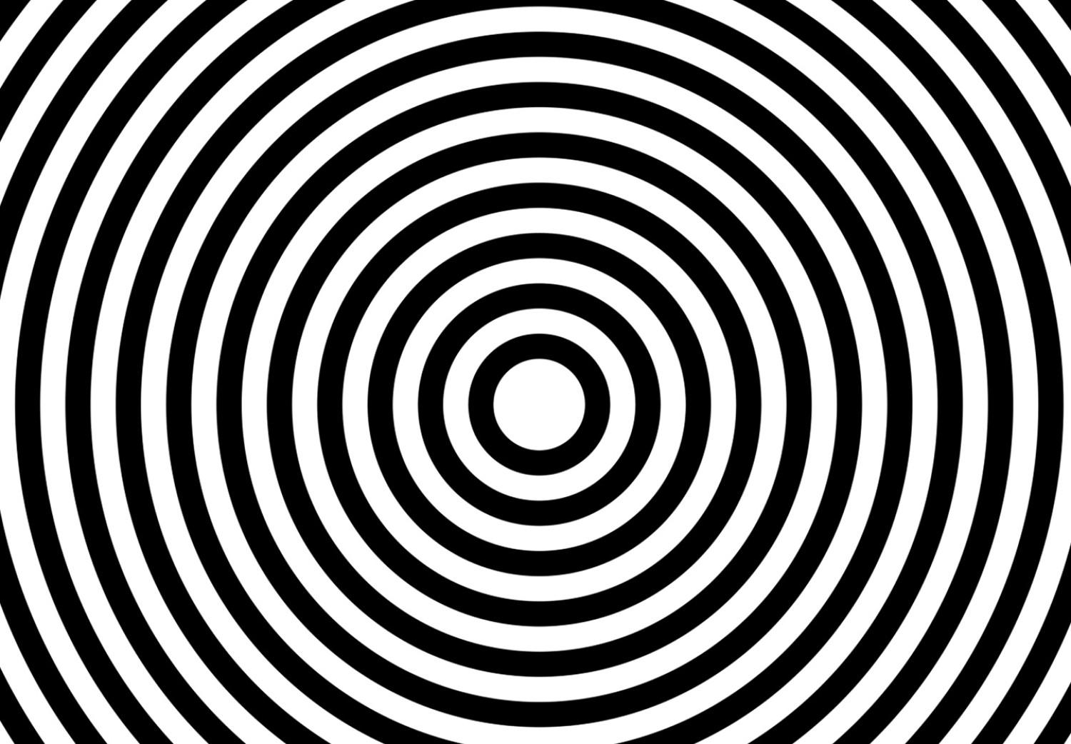 Cuadro Líneas hipnóticas - abstracto en blanco y negro con círculos