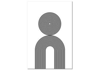 Cuadro Líneas hipnóticas - abstracto en blanco y negro con círculos