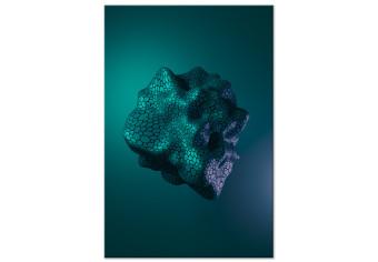 Cuadro Piedra espacial - abstracción futurista sobre fondo verde oscuro