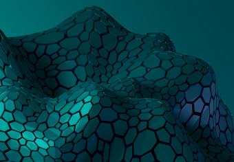 Cuadro Piedra espacial - abstracción futurista sobre fondo verde oscuro