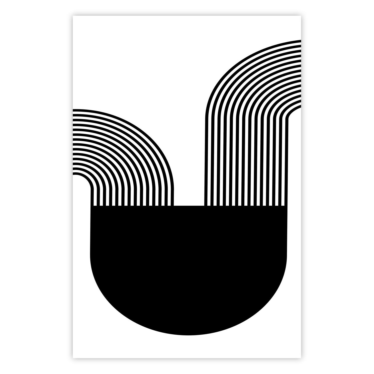 Póster Ópera - figura abstracta negra con muchas líneas sobre fondo blanco