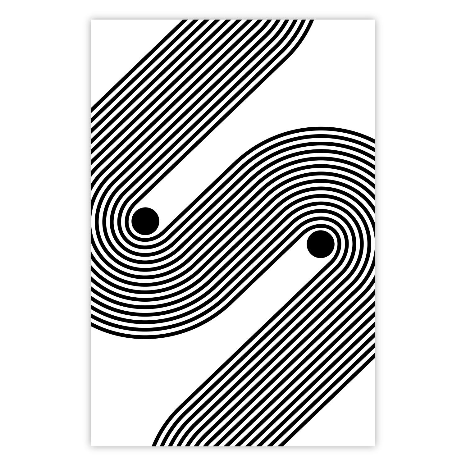 Cartel Sinfonía monocromática - líneas abstractas negras creando ondas