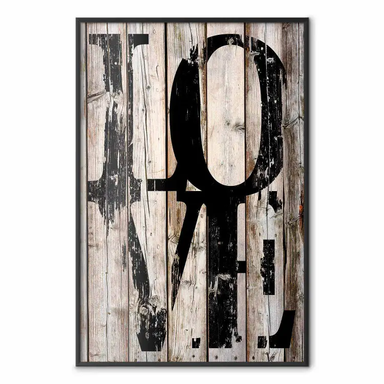 Retro: Love - texto retro en inglés sobre fondo de tablas de madera