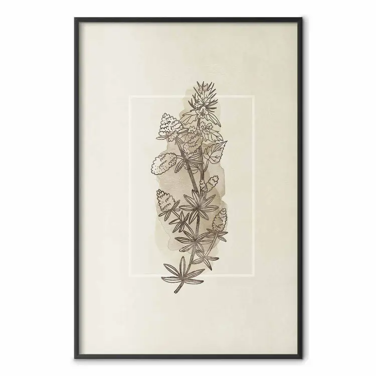 Boceto campestre - planta con flores en estilo retro