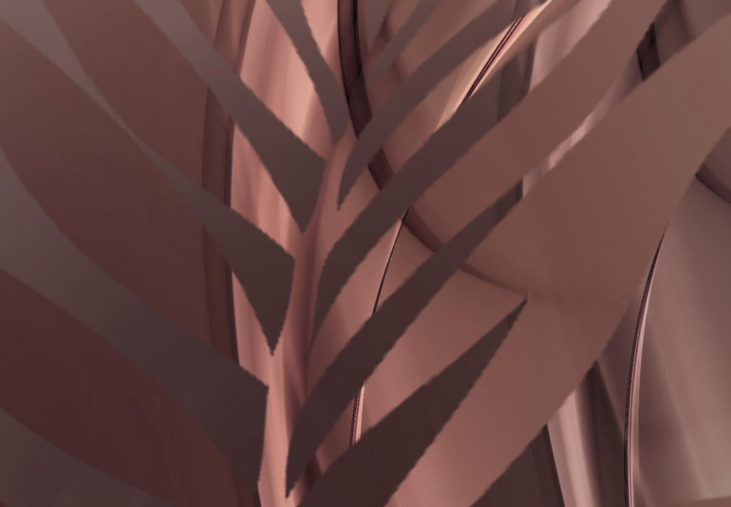 Cartel Colores delicados - hoja marrón sobre una ola en estilo abstracto